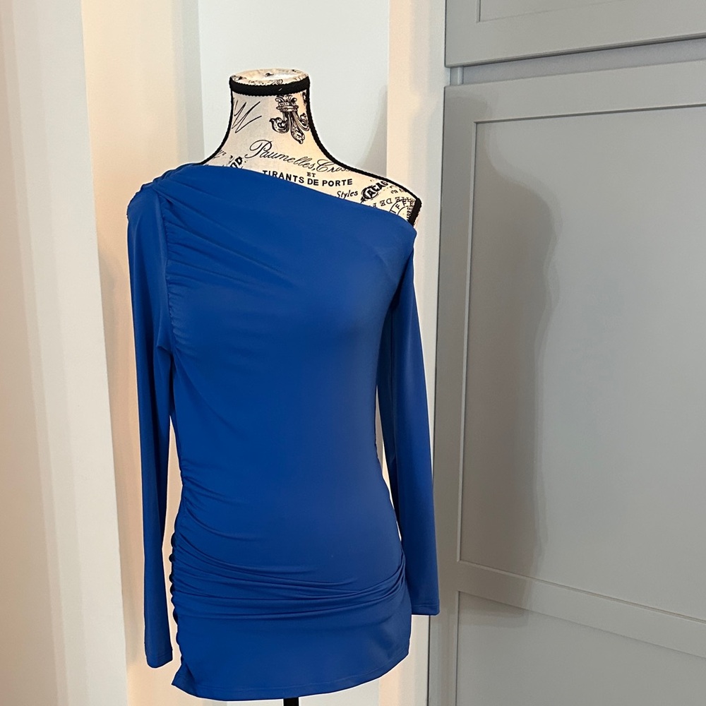 Fun Brand New Royal Blue One-Shoulder Fitted Top by Boston Proper  in Size XS
